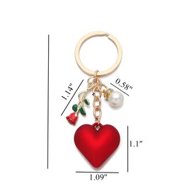 PHAETON 10PCS Heart Rose Flower Keychain Couples Gift Key Chain Ring Bag Backpack Charm Car Hanging Pendant Women daily uses Valentines' Day Gift