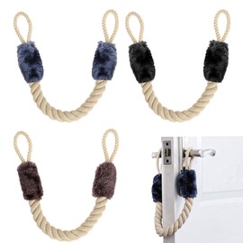 Pack of 3 Door Stopper Latch Clamping Protection for Doors Cord, 60 cm Cotton Door Stopper Door Cord Clamping Protection for Doors, Door Cords Ropes for Pets and Children, Finger Protection (Black