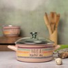 Have a Beautiful Day Vintage Enamel Stock Pot with Glass