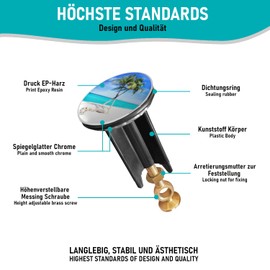 Arteneur Sink Plug 40 mm Beach - Stainless Steel Excenter Plug with Extra Heavy Brass Screw for Stable Hold | Universal Drain Plug for Sink