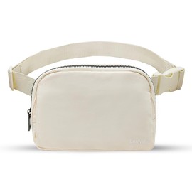 Bomvabe Crossbody Fanny Pack for Women Teens Girls, 1L Mini Belt Bag with Adjustable Strap 32" to 51", Small Waist Bag Lightweight for Travel Sport Running Cycling Hiking, Floral White