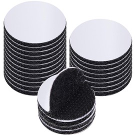 Poen 24 Pairs 1 Inch Round Hook and Loop Dots Black Sticky Adhesive Dots Double Sided Self Adhesive Tape Nylon Hook and Loop Fasteners for Home Office Wall Mounting Decor Carpet Gripper Tools