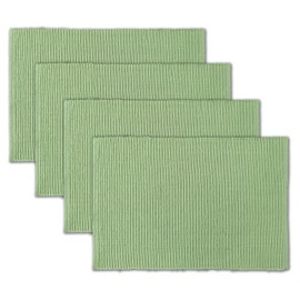 AVKA Studio - Juego de manteles individuales acanalados 100% algodón, 4-13 x 19 pulgadas, color verde claro, manteles de tela para uso diario, construcción gruesa, lavables y reutilizables