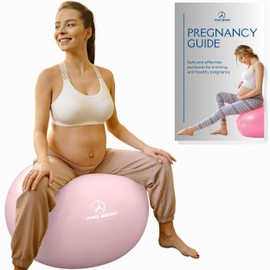 ProBody Pilates Pregnancy Ball - Yoga Ball for Pregnancy with Book, Prenatal, Labor & Postnatal Maternity Exercise (Rose, 55 cm)