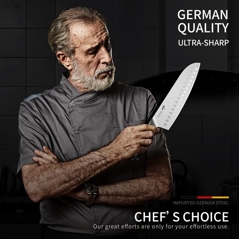 MAD SHARK 8" Santoku Kitchen Knife, Forged German High Carbon
