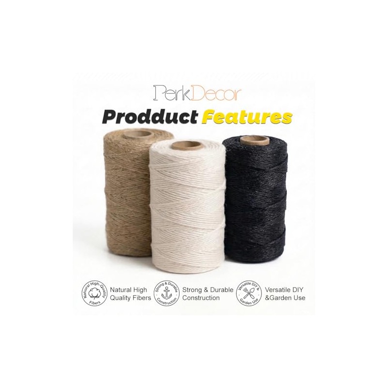Natural Jute and Cotton Twine Bundle for Crafts and Home