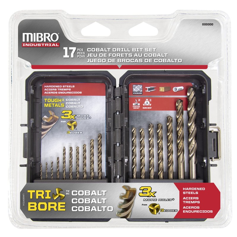 Mibro 492261 (17-Piece) Cobalt Steel Tri-Bore Drill Bit Set with
