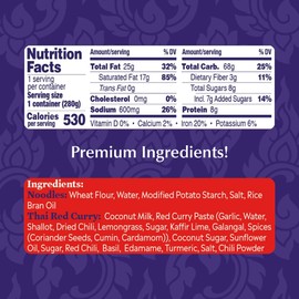 Watcharee's Classic Thai Noodle Bowl - Thai Red Curry - Southern Thai Curry With Vegetables | Mild Heat, Vegan, 8g of Protein, Ready In 2 Mins | Made In Thailand - 3 Pack (9.88 oz Each)