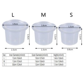 Kingsie インクキャップ 300個セット タトゥーインクカップ 使い捨て ホワイト 半透明 S/M/L