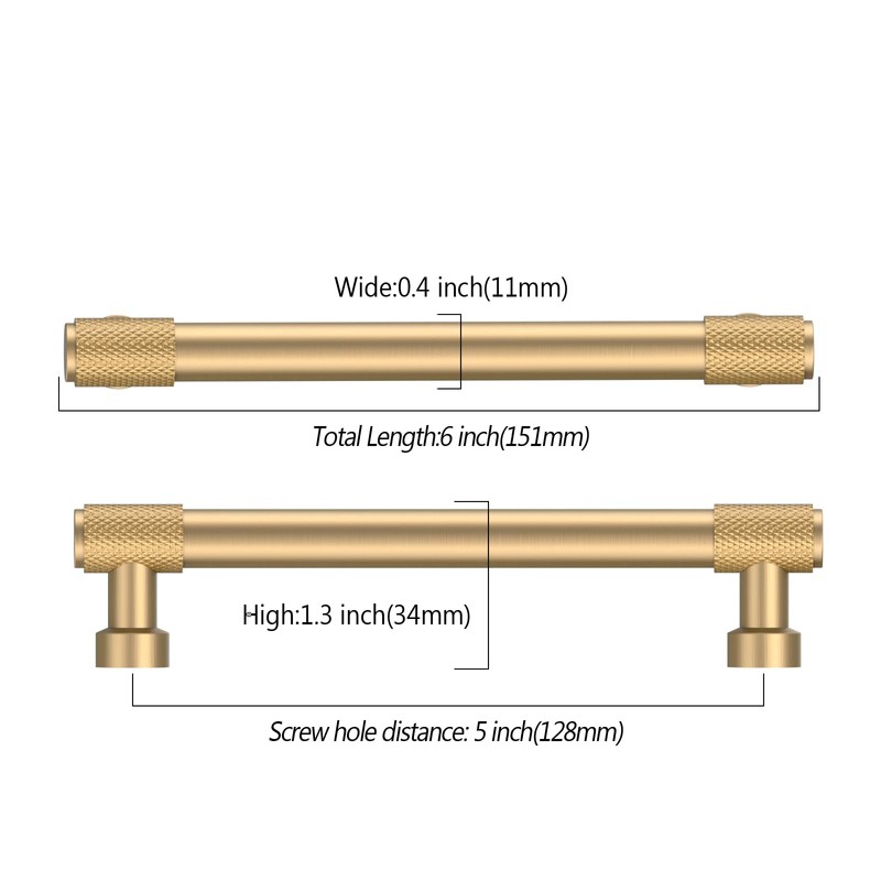 Amerdeco 10 Pack Champagne Bronze Cabinet Pulls 128mm(5Inch) Hole Center