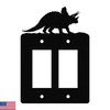 Triceratops Dinosaur Double Gang Light Switch Wall Plate (Double Rocker