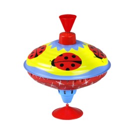 Lena 52261 Humming Spinner Lucky Beetle Diameter 16 cm, Metal Swing Spinner Made of Sheet Metal, Classic Pump Gyro, Tin Spinner with Beetle Motif, Spinning Top with Stand, Toy Spinner for Children