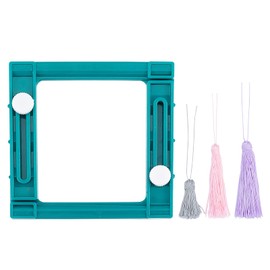 AHANDMAKER Adjustable Plastic Tassel Maker, Square Teal DIY Tool for Handmade Lovers (Makes 3 Sizes, 3-5 cm Tassels)