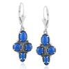 American West Jewelry Sterling Silver Lapis Lazuli Lever Back Earrings