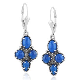 American West Jewelry Sterling Silver Lapis Lazuli Lever Back Earrings