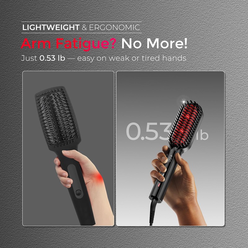 TYMO Hair Straightener Brush - Upgraded Ionic Compact Straightening Brush