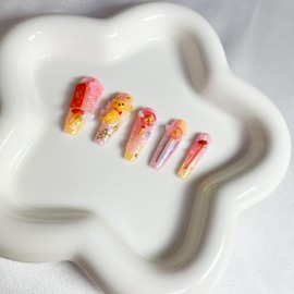 [Handmade Nail Tips] Magical Girl Series 2: Cherry Blossom Wizard - Coffin Egg / [수제 네일팁] 마법소녀 시리즈2: 벚꽃 마법사 - 코핀에그