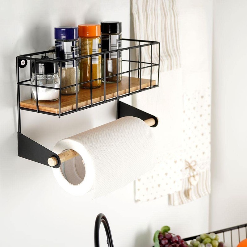 Vilde Wall Shelf Kitchen Metal with Kitchen Roll Holder Wall