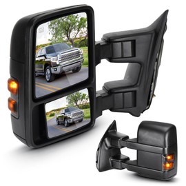 Towing Mirrors for Ford F-250 F-350 Super Duty 2008-2016 Power Heated with Turn Signal Manual Folding Telescoping (1 Pair)