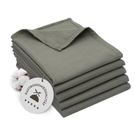 ZOLLNER Set of 5 Cotton Tea Towels in 50 x 70 cm - Super Absorbent and Robust Kitchen Towels - Washable up to 60 °C - in Anthracite - Catering Quality - Oeko Tex® Certified