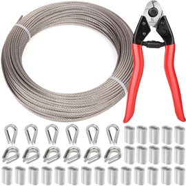 AFences 1/8" Wire Rope | 165FT Stainless Steel Cable with Cable Cutter | 7x7 Strand Core for Railing, Hanging, Garden Wire