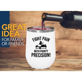 Accupunturist White Edition Wine Tumbler 12oz - Fight pain - Physiotherapist Physical Occupational Assistant
