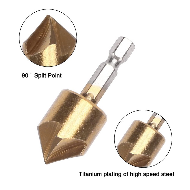 YIXISI 7 Pieces Countersink Drill Bits with Matic Centre, Hex