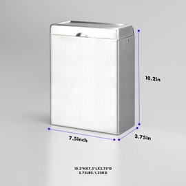 Sanitary Napkin Receptacle Wall Mounted Tampon Holder, Garbage Can for Bathroom Clean & Odor-Free Restroom for Home, Office & Public Restrooms (Stainless Steel)