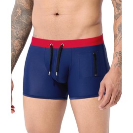 Arjen Kroos Men's Swim Briefs Quick Dry Square Leg Swimsuit Beach Trunk Swimwear with Pockets