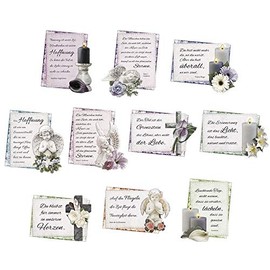 Ideen mit Herz 3D Motifs, Cut-Out, Approx. 7 - 10 cm, Pack of 10 | Pictures for Crafts & Decorating | Make Your Own Greeting Cards | Picture Motifs for Scrapbooking & DIY Decoration (Mourning Sayings)