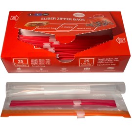 Small Slider Freezer Bags by LLM - Heavy Duty Ziplock Bags, Stand Up, Airtight and Leakproof Smart Zip Seal, BPA Free, Resealable Food Bags for Travel (25 Sandwich Bags & 25 Snack Bags)-50 Bags