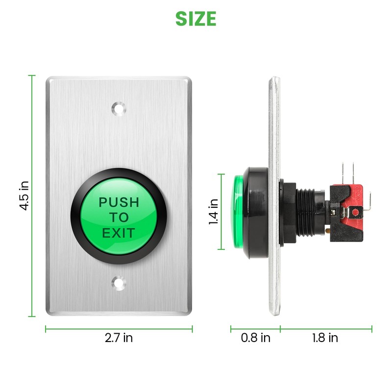 Push to Exit Button, Briidea Indoor Green Request to Exit