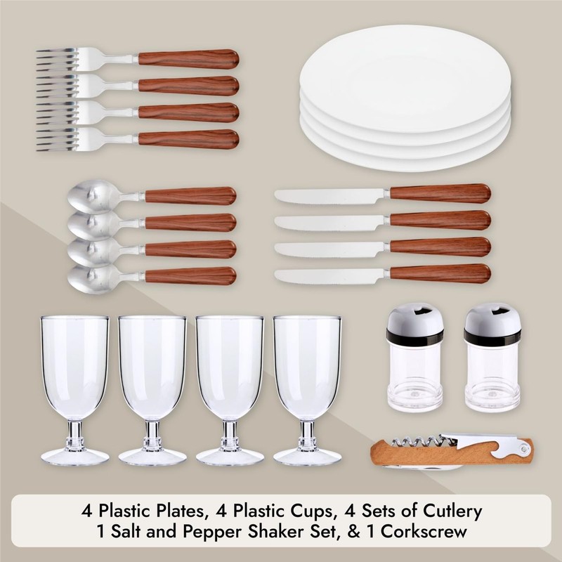 Juvale Picnic Basket for 4 People - 18.1 x 12.2