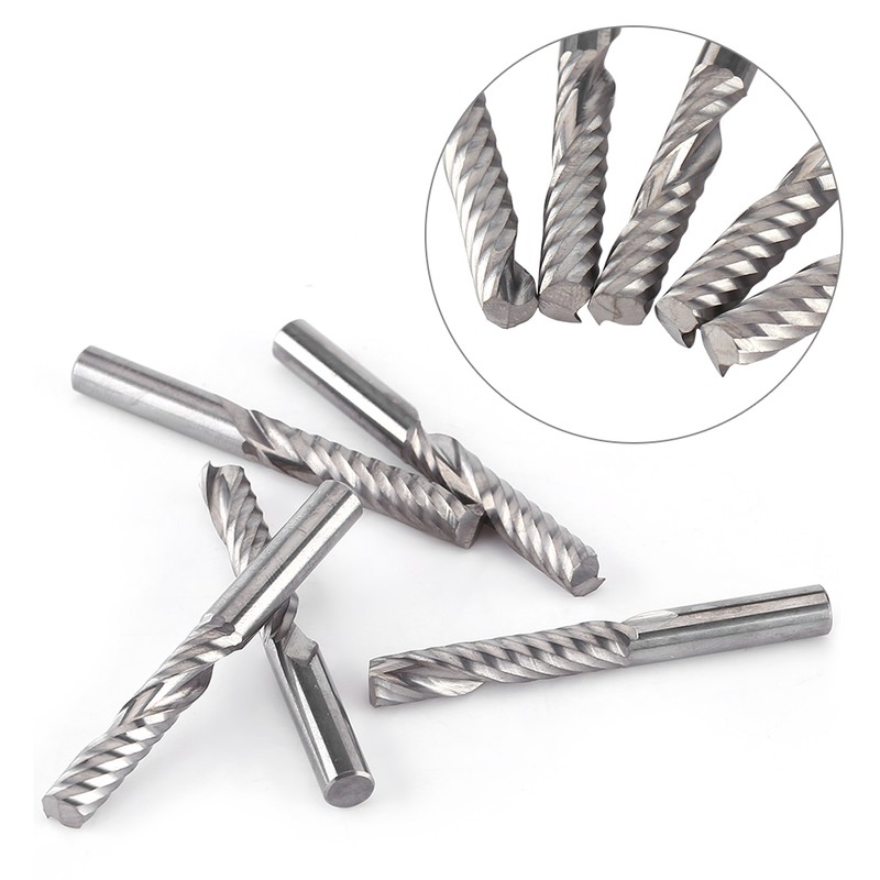 5pcs Tungsten Carbide End Mill Single Flute Spiral CNC Milling