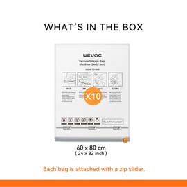 [2024 NEW] Vacuum Storage Bags (10 Large) | Space Saver | Rapid Vacuum | Double Zip Seal | Special Clip Stopper | Ideal for Clothes, Blankets Compression and Travelling