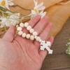 Mikovivi Christian Cross Beaded Bracelet, Religious Rosary Bracelet with Cross