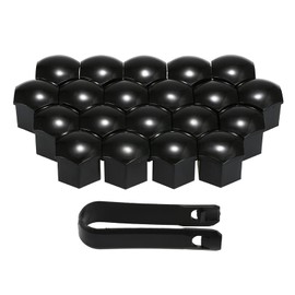 20pcs Universal 21mm Wheel Nut Covers Plating Lug Nut Caps Screw Protector Black