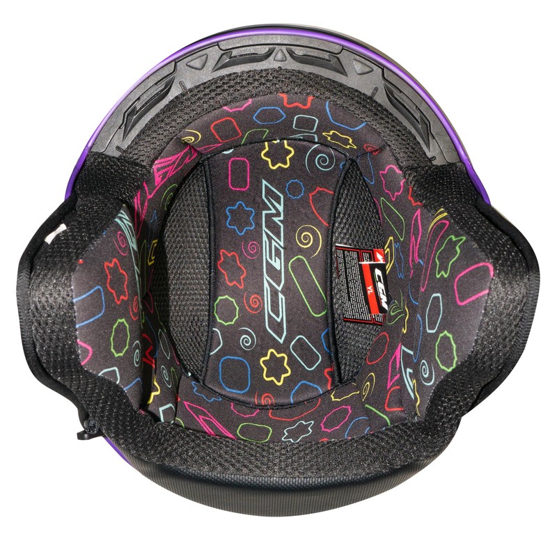 CGM Open Face Helmet 261G Mini Comics Fuchsia White YL