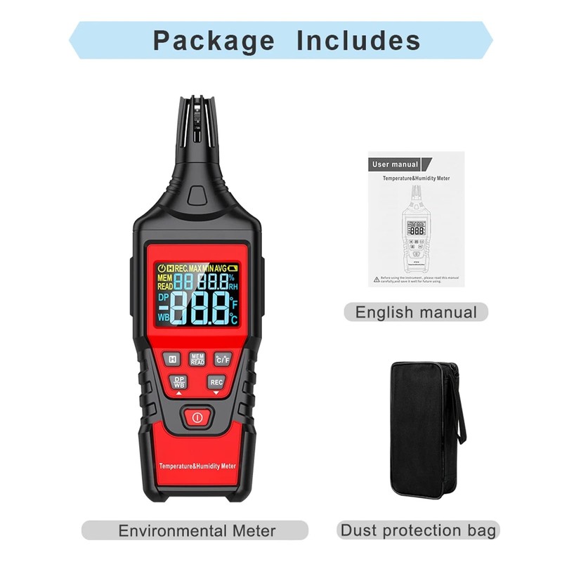 Meichoon Digital Temperature Humidity Meter Professional Thermometer Hygrometer with Dew