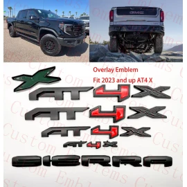 Auto 5PCS Grill Doors Rear Matte Black AT4X OVERLAY Emblem 2023+ GMC Sierra 1500