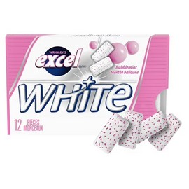 EXCEL, White Bubblemint, Teeth Whitening Sugar Free Chewing Gum, 12 Pieces