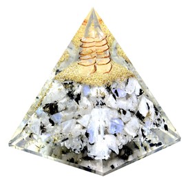 Rainbow Moonstone Orgone Pyramid - Healing Crystal Gemstone Orgonite Pyramid for Strength - Positivity - Peace - Meditation & Yoga - Reiki Charged - Namaskarma