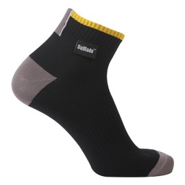 SuMade Waterproof Running Socks, Women Youth Hiking Lightweight Ultimate Sports Comfortable Breathable Dry Fit Trekking Ankle Socks 1 Pair (Black&Gray,X-Small)