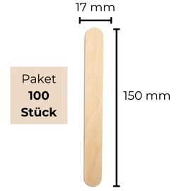 IceStick Pack of 100 Mouth Depressors 15 cm Wooden Sticks for Crafts Ice Sticks Wood 150 mm x 17 mm x 1.7 mm Wooden Ice Sticks Birch DIY Wooden Spatula for Children Smooth Spatula Wooden Sticks