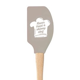 Tovolo Spatulart Skinny Chef Spatula Heat Resistant Silicone & Wood Cooking Kitchen Utensils Non-Stick for Baking, Spreading and Mixing Ergonomic, Dishwasher Safe Bakeware BPA Free, 1, Multi