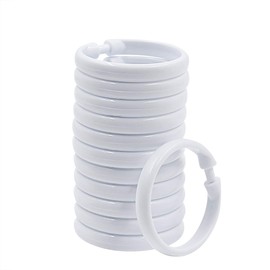 Qulable Shower Curtain Rings-12 Pack- Plastic Shower Curtain Hooks O-Shaped Rings Hook Glide Easily on Bathroom Shower Rod(White)