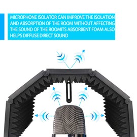 Microphone Isolation Shield, Foldable Acoustic Isolation Foam Filter Reflection Filter for any Condenser Mic Recording Equipment by WeiBonD （5 Foldable Panels）