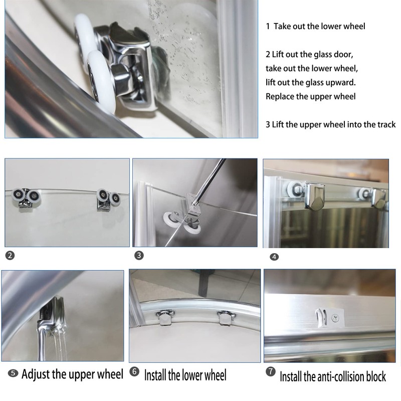 Cokritsm 23mm Shower Door Rollers for Curved Glass Doors 4-6mm,