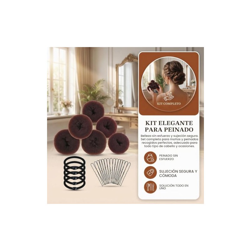 Nivofu Hair Donut Bun Maker Set, 7 Piezas Hair Bun