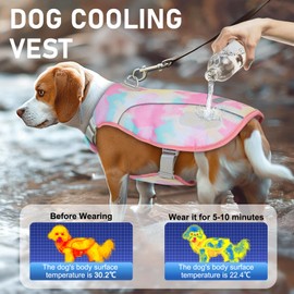 KYEESE Dog Cooling Vest Lightweight Jacket Adjustable Straps Pet Cooling Shirt 3D Breathable Mesh Dog Cooling Shirts with D Ring UV Protection Reflective Stripe Vest for Beach,Hiking,Walking,Pink,M